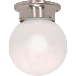 Glomar 1 Light Brushed Nickel 6 in. Ceiling Mount with White Ball HD 245