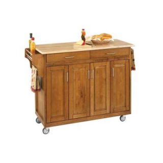 Home Styles 48 3/4 in. Create a Cart in Cottage Oak with Natural Wood Top 9200 1061