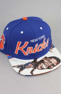 123STRAPBACKS New York Knicks Patrick Ewing Caricature Strapback HatBlueScript