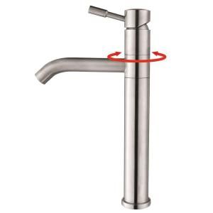 KRAUS Aldo Single Hole 1 Handle Mid Arc Bathroom Vessel Faucet in Stainless Steel KVF 2180