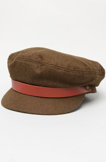 Brixton The Fiddler Hat in Olive and Brown Leather Bill