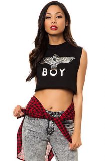 Boy London Top The Vintage Crop Muscle in Black