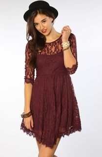 Free People The Floral Mesh Lace Dress in Plum