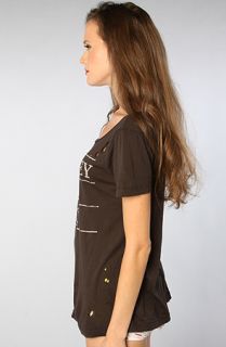 Chaser The Whiskey Lace Destroyed Slouchy Tee in Vintage Black WhiteExclusive