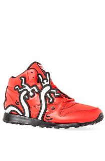 Reebok Shoes Keith Haring Classic Leather Mid Lux Sneaker in Techy Red, White, & Black
