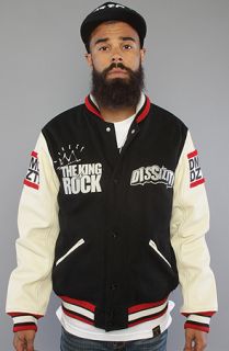 Dissizit The King Of Rock Letterman Jacket in Black Cream
