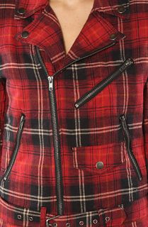 Tripp NYC quilted flannel  jacket plaid red –