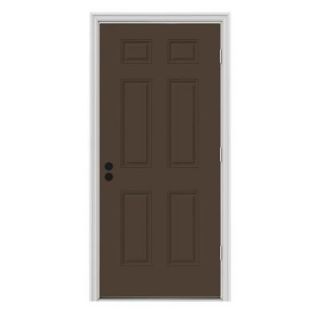 JELD WEN 6 Panel Painted Steel Entry Door with Primed Brickmold THDJW166100186