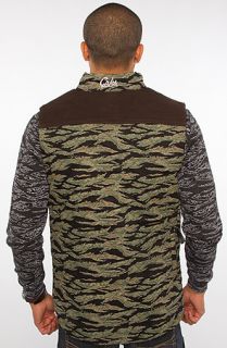 Crooks and Castles The Veteran Tiger Camo Vest in Blue Denim Chambray