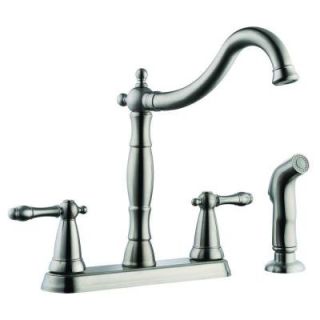 Design House Oakmont 2 Handle Side Sprayer Kitchen Faucet in Satin Nickel 523241