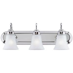 Westinghouse 3 Light Interior Chrome Wall Fixture with Frosted Pleated Glass 6652200