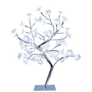 Simple Designs 23.62 in. Morning Glory LED Lighted Silver Decorative Tree Lamp NL2005 CHR