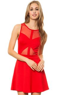 MKL Collective Dress Sleeveless Ponte Skater With Mesh in Red