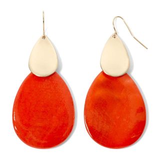 MIXIT Mixit Gold Tone Metal and Orange Shell Teardrop Earrings