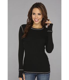 Allen L/S Thumbhole Tee Thermal Crew Womens Long Sleeve Pullover (Black)