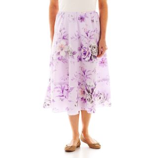 Alfred Dunner Provence Tiered Floral Print Pull On Skirt, Lilac