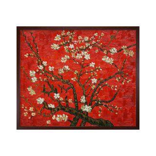 Branches of an Almond Tree in Blossom (Red) Framed Canvas Wall Art