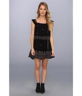 Free People Embroidered Flounce Slip Womens Clothing (Black)
