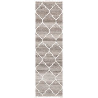 Safavieh Hand woven Natural Kilim Light Grey/ Ivory Wool Rug (23 X 8)
