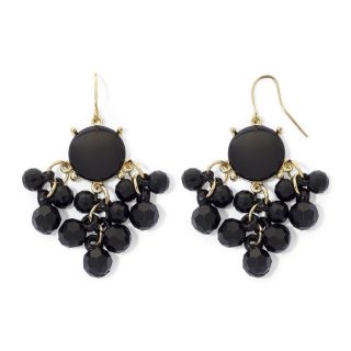 Jet Tone Cluster Drop Earrings with Gold Tone Detail, Black