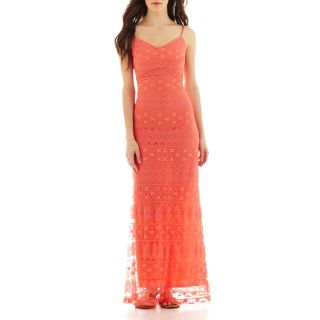 Bisou Bisou Sleeveless Lace Maxi Dress, Coral/cora