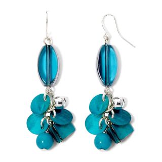 MIXIT Mixit Silver Tone Blue Glass Beads and Shells Cluster Drop Earrings