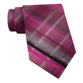 Van Heusen Castle Plaid Silk Tie, Pink, Mens