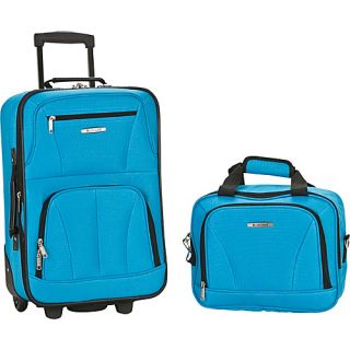 Rio 2 Piece Carry On Luggage Set Turquoise   Rockland Luggage L