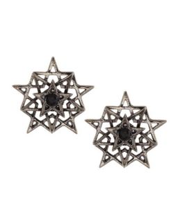 Pave Pentagram Stud Earrings, Gunmetal