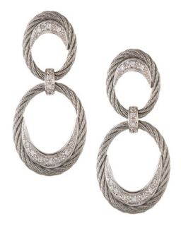 Diamond Pave Cable Oval Hoop Earrings