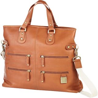 Leather Zip Tote/Shoulder Bag   Vachetta Tan