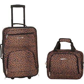 Rio 2 Piece Carry On Luggage Set Leopard   Rockland Luggage Lug