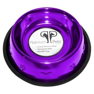 Platinum Pets Stainless Steel Embossed Non Tip Dog Bowl   Purple (2 Cup)