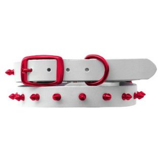 Platinum Pets White Genuine Leather Dog Collar with Spikes   Red (17 20)