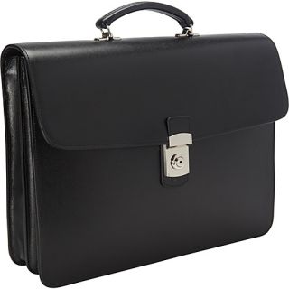 Kensington Double Gusset Briefcase Black   Royce Leather Non Wheel