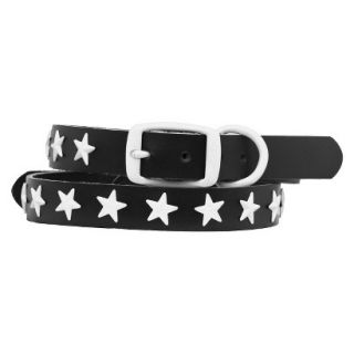 Platinum Pets Black Genuine Leather Dog Collar with Stars   White (9.5   12.5)
