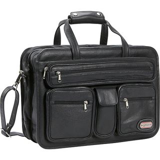 Cambrige Leather Laptop Briefcase   Black