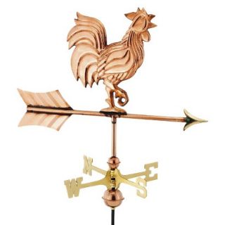 Good Directions Rooster Garden Weathervane   Polished Copper w/Garden Pole
