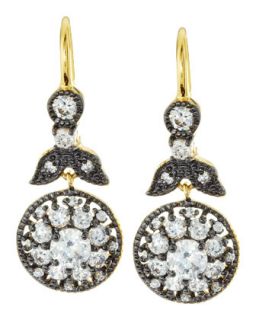 Round CZ Pave Drop Earrings