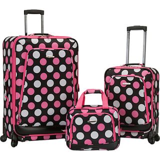 Pasadena 3 pc Spinner Set MultiPink Dot   Rockland Luggage Lug