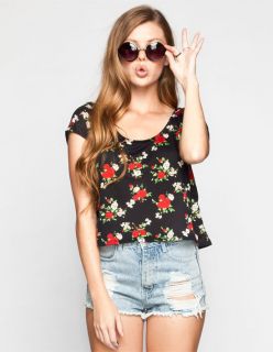 Floral Print Womens Swing Crop Top Multi In Sizes Large, X Small, Sma