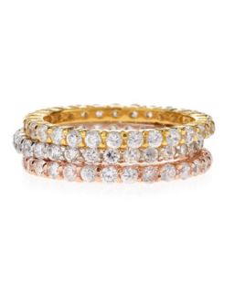 Tricolor Stackable CZ Eternity Rings