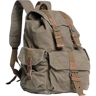 Large Washed Canvas Backpack Military Green   Vagabond Travele
