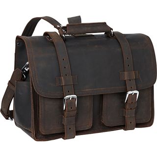 Leather Briefcase Travel Bag Dark Brown   Vagabond Traveler No