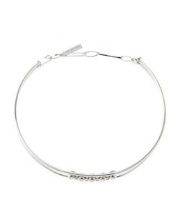 Ball Choker Necklace, White Gold Plate