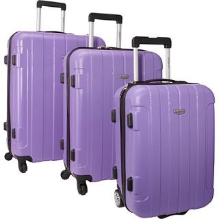 Rome 3 Piece Hardshell Spinner/Rolling Luggage Set Purple   Tr