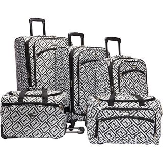 Brick Wall Collection 5 Piece Spinner Luggage Set Black & White  