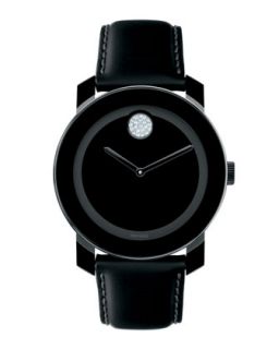 Bold Crystal Dot Leather Watch, Black   Movado Bold