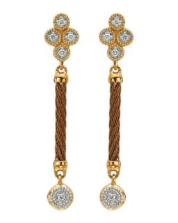 Diamond Cluster Bronze Cable Drop Earrings