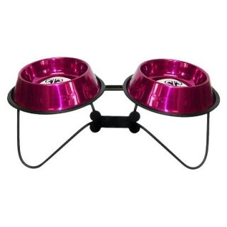 Platinum Pets Bone Double Feeder with Two Stainless Steel Embossed Non Tip